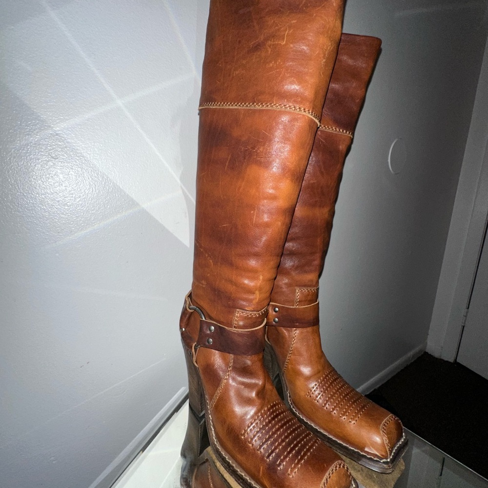 Dior Vintage Brown Leather Harness Boots